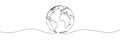 Continuous line art or one line drawing of global vector on white background.