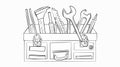 Elegant Continuous Line Art Toolbox in Minimalist Black Design Royalty Free Stock Photo