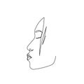 Continuous line Asian female abstract portrait. Single line woman face with closed eyes isolated on white background Royalty Free Stock Photo