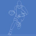 Continuous Line Basketball Player vector concept