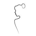 continuous line beautiful abstract face of a woman simple female face line drawing style trendy illustration for cosmetics