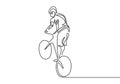 continuous line bicycle athlete one hand drawn sketch drawing. Vector sport theme