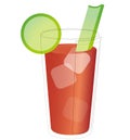 Continuous line Bloody Mary icon. Simple cocktail drawing. Vector illustration.