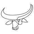 Continuous line buffalo or bull head. Single line vector illustration.