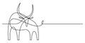 Continuous line bull drawing style Royalty Free Stock Photo