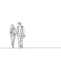 Continuous line Businessman and Businesswoman talking about business