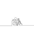 Continuous line couple in love sitting in romantic setting