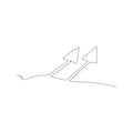 continuous line drawing of abstract arrows. isolated sketch drawing of abstract arrows line concept. outline thin stroke vector Royalty Free Stock Photo