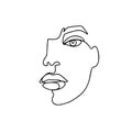 Continuous line drawing. Abstract woman portrait. One line face art vector illustration. Female linear contour isolated Royalty Free Stock Photo