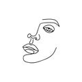 Continuous line drawing. Abstract woman portrait. One line face art vector illustration. Female linear contour isolated Royalty Free Stock Photo