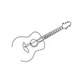 continuous line drawing acoustic guitar music instrument vector illustration minimalist design Royalty Free Stock Photo