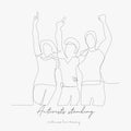 Continuous line drawing. activists standing as winners. simple vector illustration. activists standing as winners concept hand