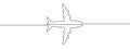 Continuous line drawing of airplane icon. Airplane continuous line icon