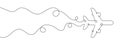 Continuous line drawing of airplane icon. Airplane continuous line icon