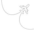 Continuous line drawing of airplane icon. Airplane continuous line icon