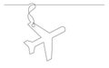 Continuous line drawing of airplane label