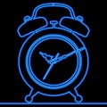 Continuous line drawing Alarm clock neon concept