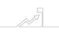 Continuous line drawing of arrow up. Increasing business graph data. Arrow with flag Royalty Free Stock Photo