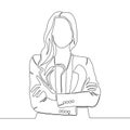 Continuous line drawing art business woman concept