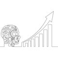 Continuous line drawing artificial intelligence Robot trader icon vector illustration concept