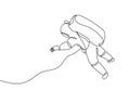 Continuous line drawing astronaut minimalist design on space travel one single hand drawn minimalism