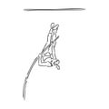 Continuous line drawing of athlete pole vault. One line jumping sport vector illustration on white background Royalty Free Stock Photo