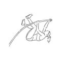Continuous line drawing of athlete pole vault. One line jumping sport vector illustration on white background Royalty Free Stock Photo