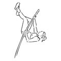 Continuous line drawing of athlete pole vault. One line jumping sport vector illustration on white background Royalty Free Stock Photo