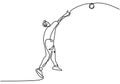 Continuous line drawing of athlete shot disc throwing sports, minimalism concept vector illustration