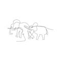 continuous line drawing of baby elephant. isolated sketch drawing of baby elephant line concept. outline thin stroke vector Royalty Free Stock Photo