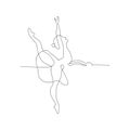 Continuous line drawing of ballet. isolated sketch drawing of ballet line concept. outline thin stroke vector illustration Royalty Free Stock Photo