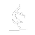 Continuous line drawing of ballet. isolated sketch drawing of ballet line concept. outline thin stroke vector illustration Royalty Free Stock Photo