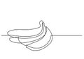 Continuous line drawing of bananas Royalty Free Stock Photo