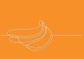 Continuous line drawing of bananas Royalty Free Stock Photo