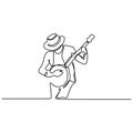 continuous line drawing banjo music instrument vector illustration minimalist design Royalty Free Stock Photo