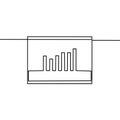 Continuous line drawing of bar chart, Grow graph with cheklist, Business Infographic, object one line