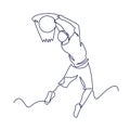 Continuous Line Drawing of Basketball Player. One line art vector illustration