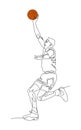 Continuous Line Drawing of Basketball Player vector Royalty Free Stock Photo