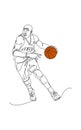 Continuous Line Drawing of Basketball Player vector Royalty Free Stock Photo