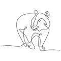 Continuous line drawing of bears. A giant bear walking forward in the jungle isolated on white background. Hand drawn single line