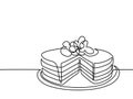 Continuous line drawing of big cake