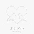 Continuous line drawing. birds with heart. simple vector illustration. birds with heart concept hand drawing sketch line