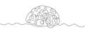 Continuous line drawing of brain. Single line human brain icon.
