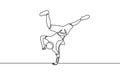 Continuous line drawing break dancer dancing sport theme isolated on white background minimalist design Royalty Free Stock Photo