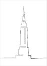 Continuous line drawing. Building Cityscape Line Art Silhouette. Single line sketch Empire State Building in New York City line