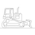 Continuous line drawing bulldozer vector Royalty Free Stock Photo