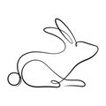continuous line drawing of bunny calligraphy style vector illustration Royalty Free Stock Photo