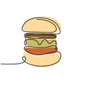 Continuous line drawing of burger food minimalism design vector illustration