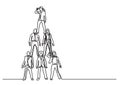 Continuous line drawing of business concept - business team standing together