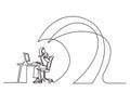 Continuous line drawing of business concept - office worker under waves of work